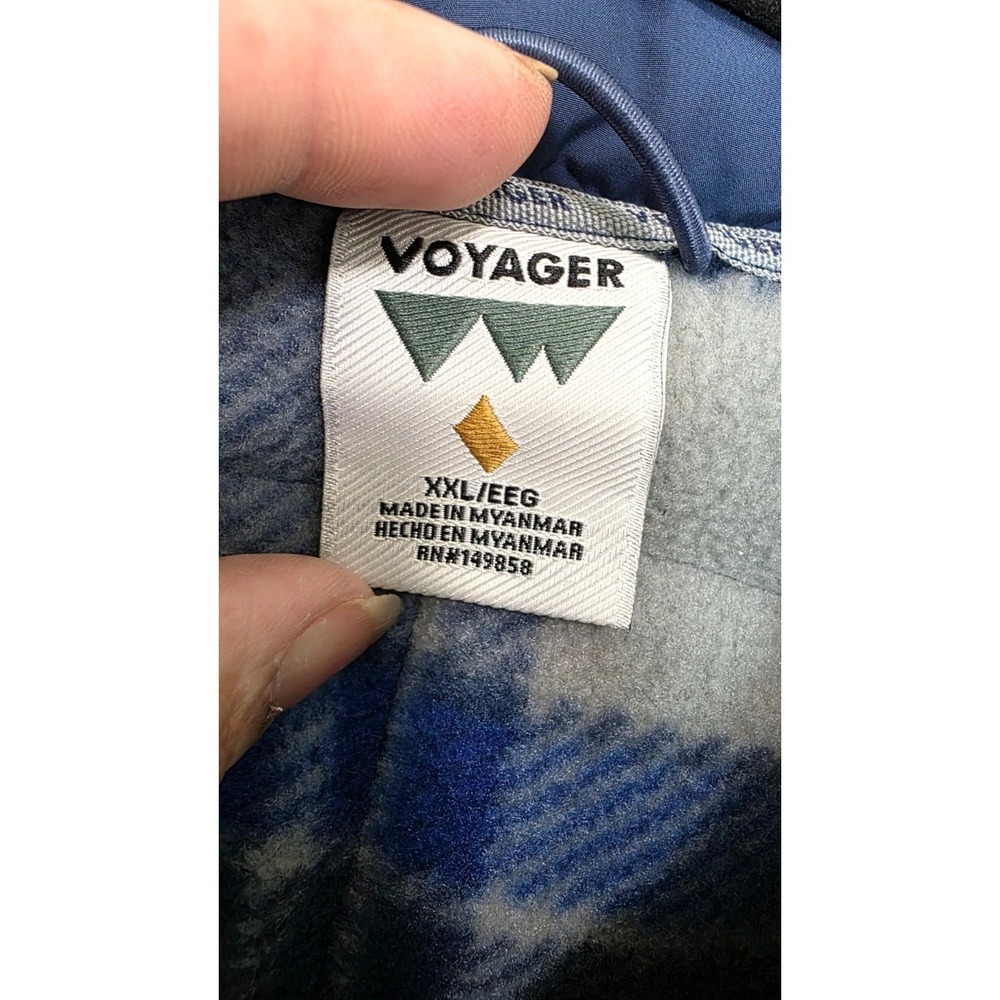 Voyager Men's XXL Blue Quilted Full-Zip Jacket Plaid Fleece Lining Lightweight - Picture 8 of 8